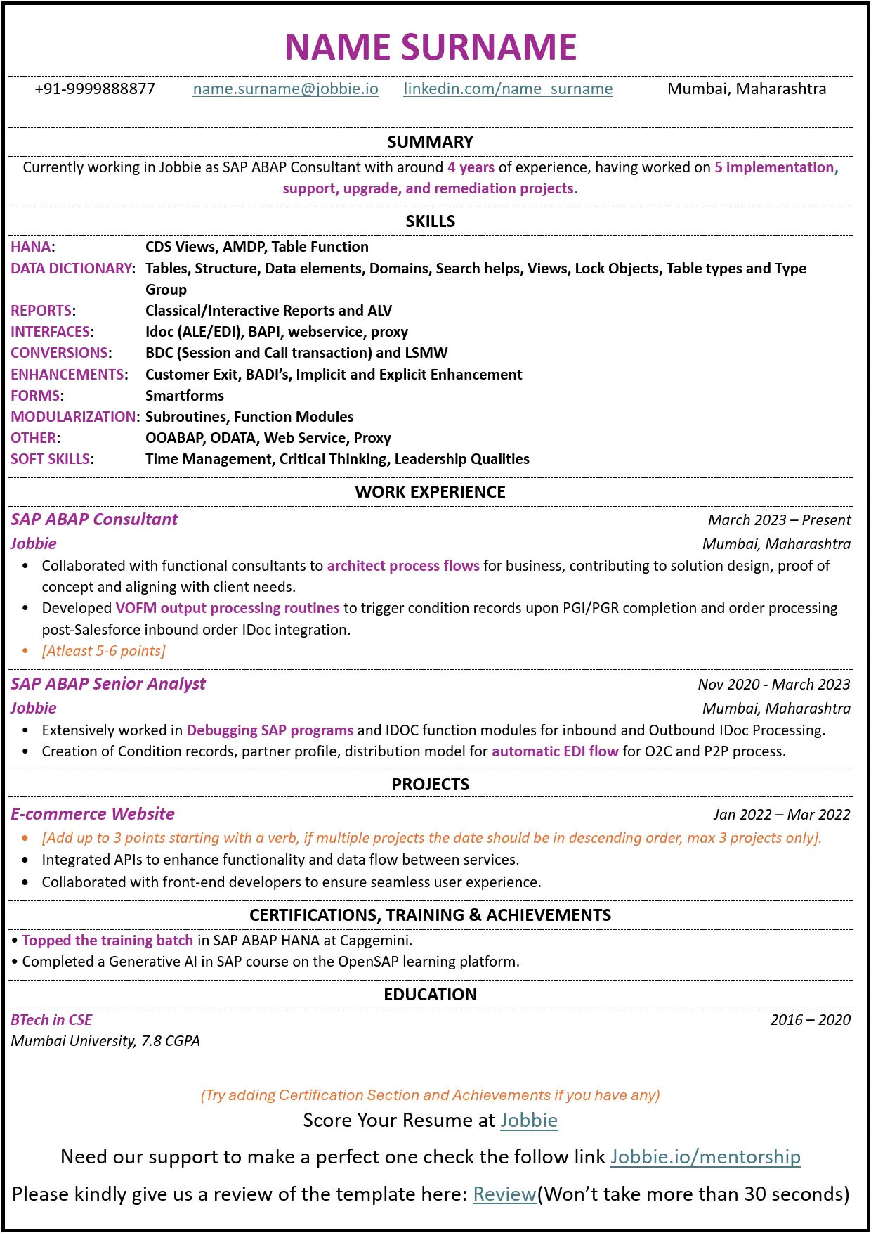 Jobbie: Free ATS Resume Checker and Fixer