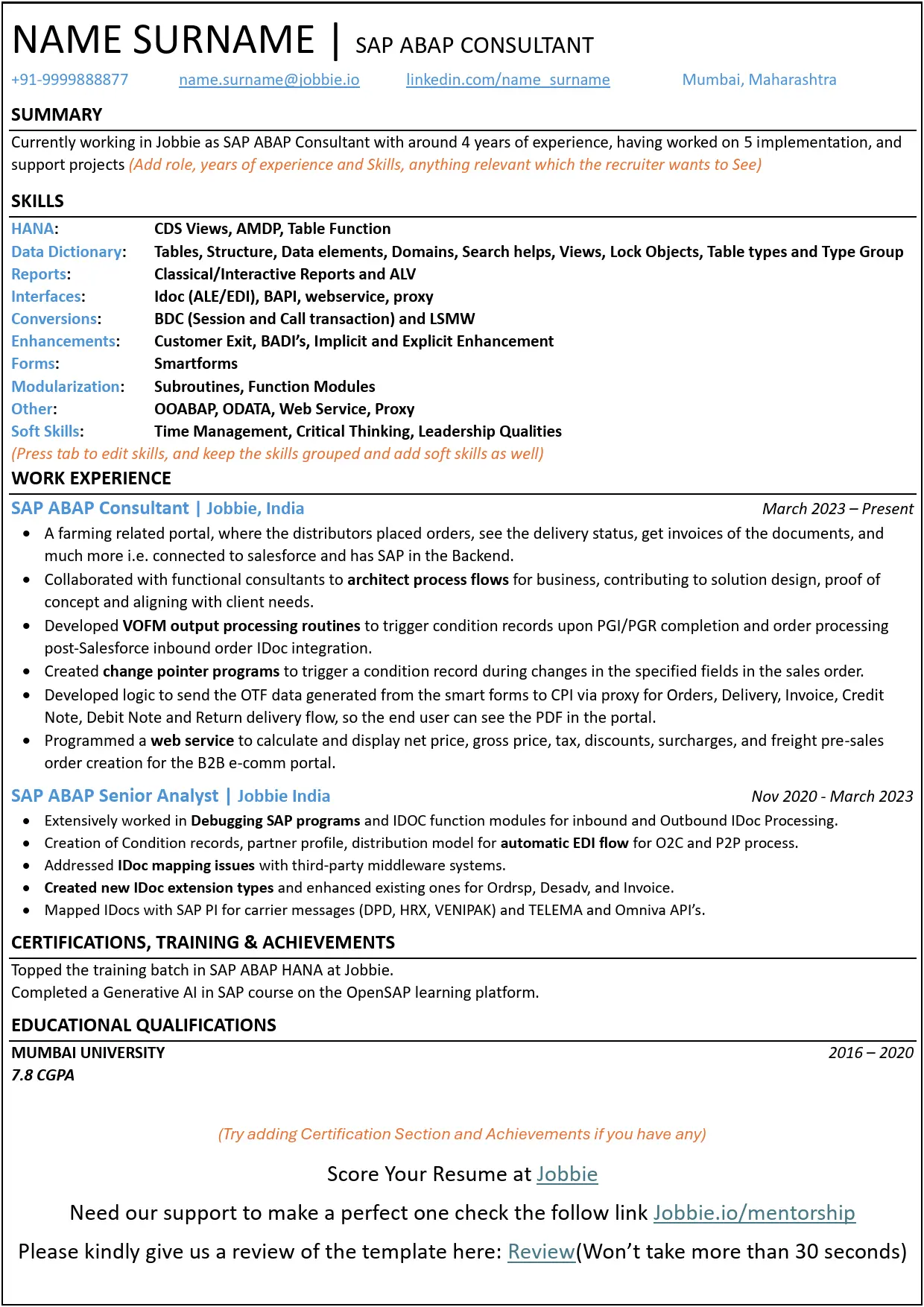 Jobbie: Free ATS Resume Checker and Fixer
